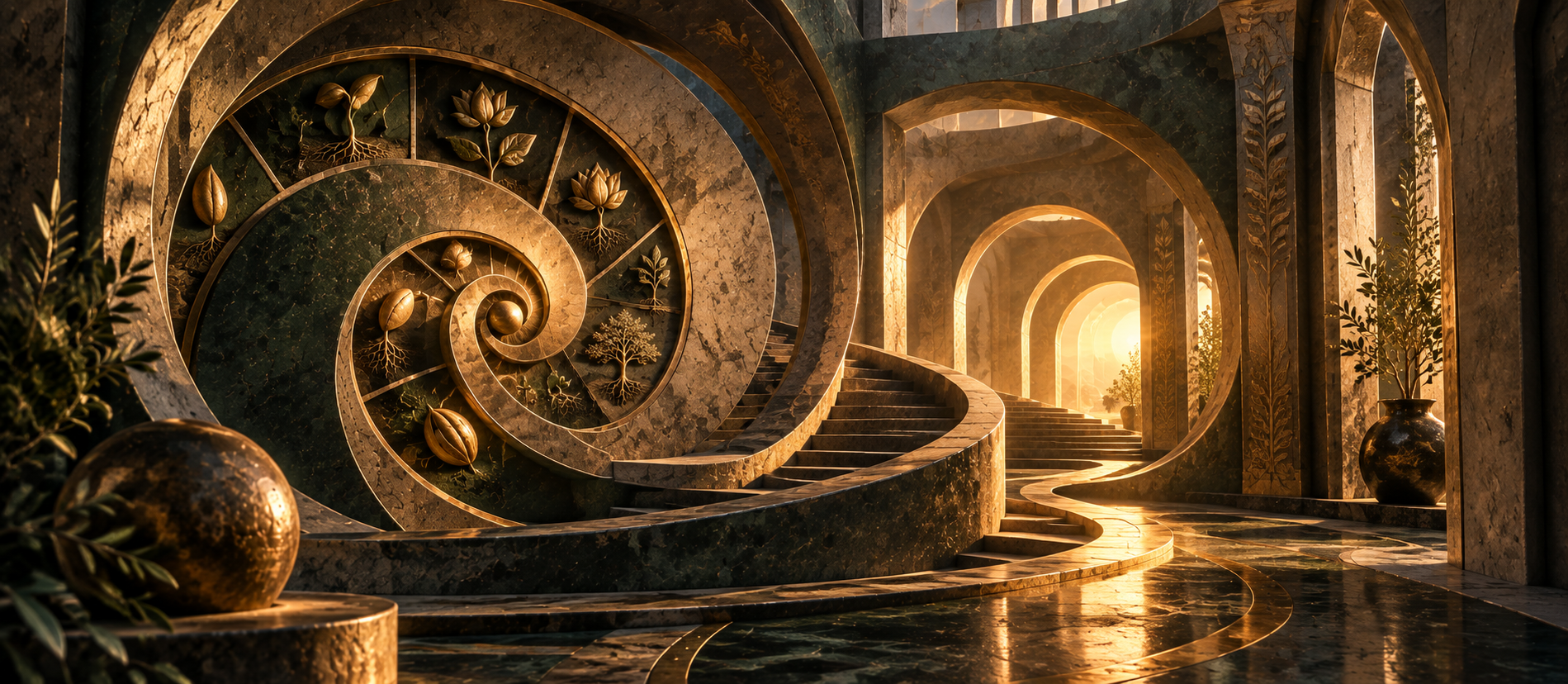 Spiral architecture representing cyclical formation
